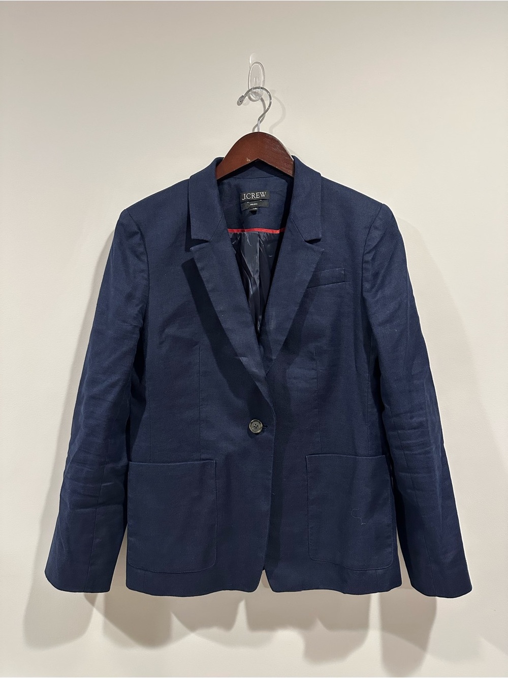 J. Crew Navy One-Button Patch-Pocket Blazer